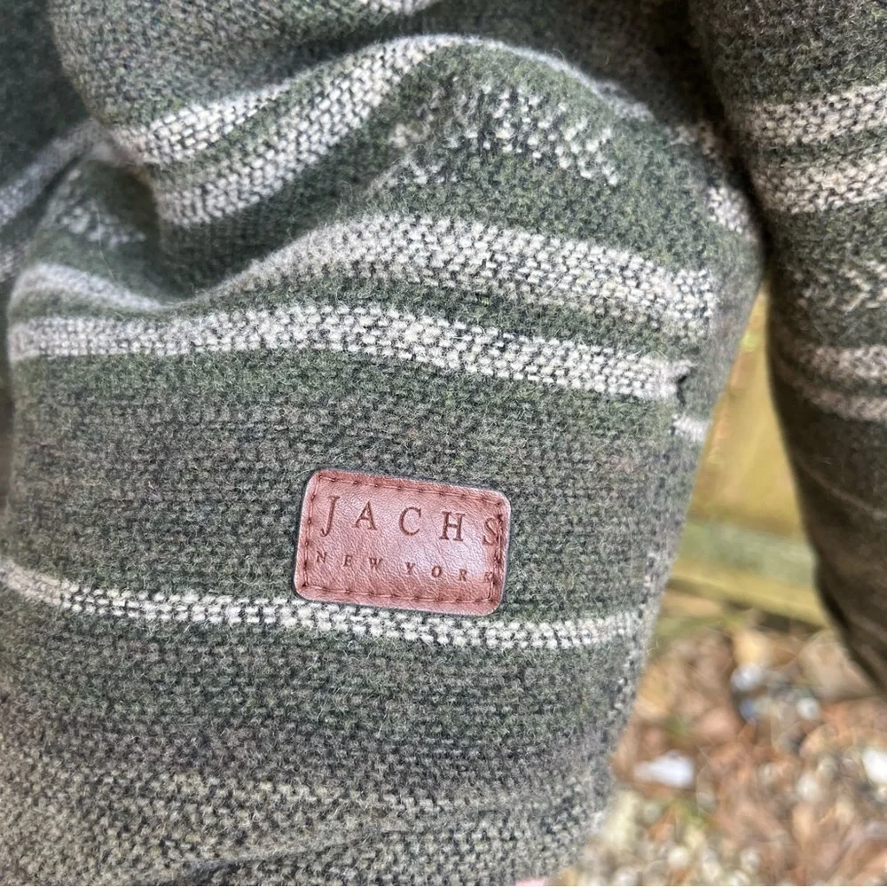 Jachs Wool Blend Sherpa Lined Dark Olive Striped Men's Shirt Jacket